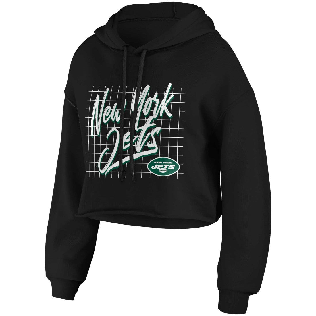 New York Jets WEAR by Erin Andrews Women's Domestic Cropped Pullover Hoodie - Black online