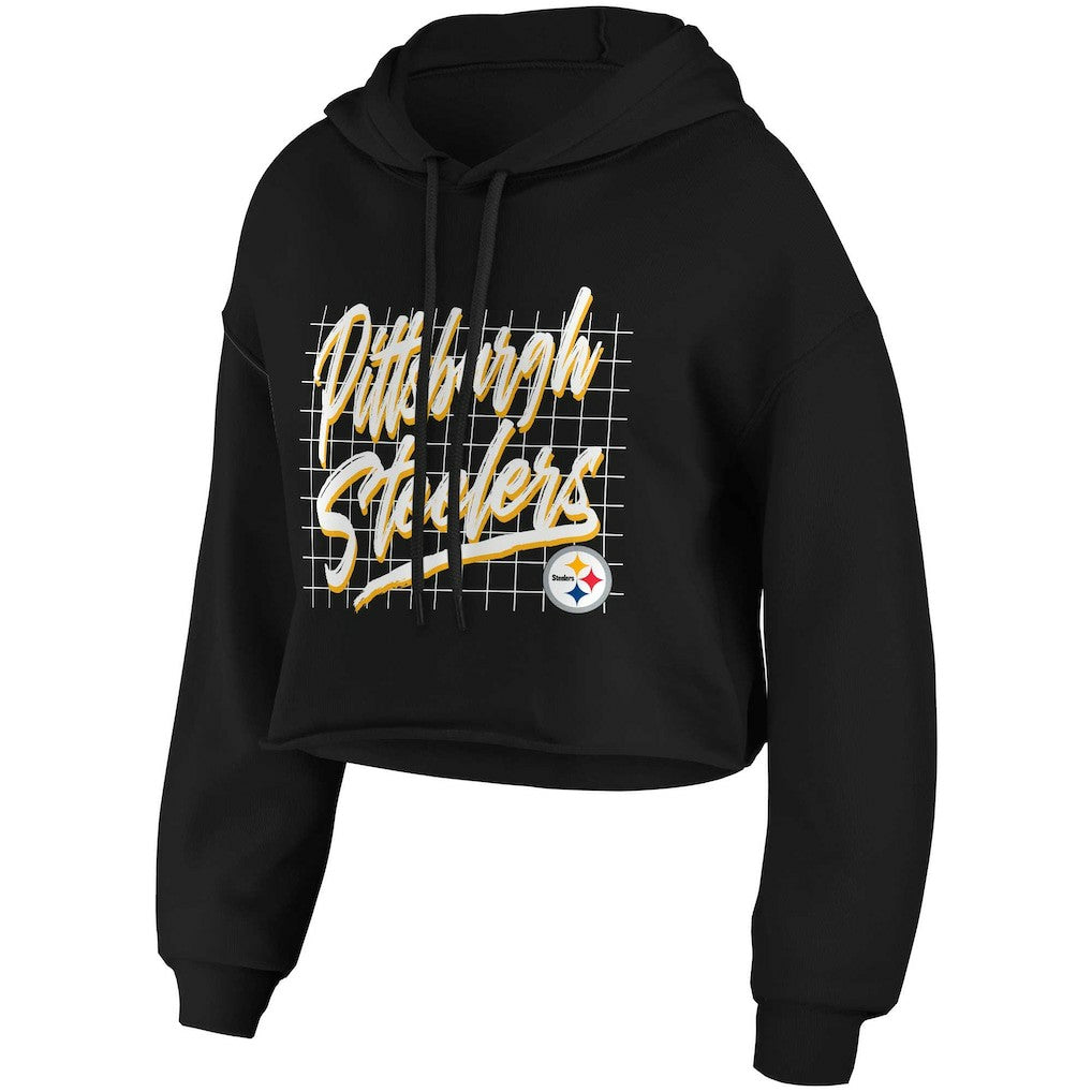 Pittsburgh Steelers WEAR by Erin Andrews Women's Domestic Cropped Pullover Hoodie - Black online