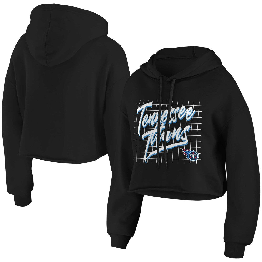 Tennessee Titans WEAR by Erin Andrews Women's Domestic Cropped Pullover Hoodie - Black cheap