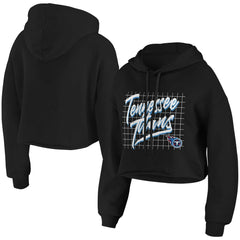 Tennessee Titans WEAR by Erin Andrews Women's Domestic Cropped Pullover Hoodie - Black cheap