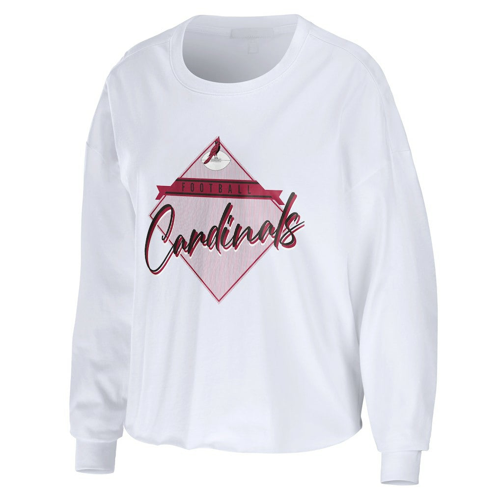 Arizona Cardinals WEAR by Erin Andrews Women's Domestic Cropped Long Sleeve T-Shirt - White sale