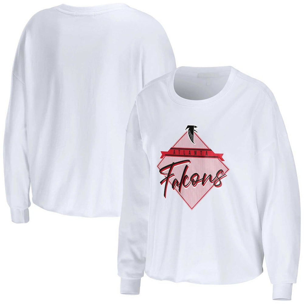 Atlanta Falcons WEAR by Erin Andrews Women's Domestic Cropped Long Sleeve T-Shirt - White outlet