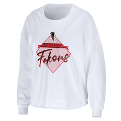 Atlanta Falcons WEAR by Erin Andrews Women's Domestic Cropped Long Sleeve T-Shirt - White outlet