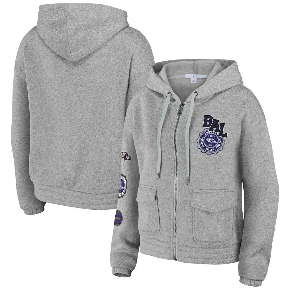 Baltimore Ravens WEAR by Erin Andrews Women's Full-Zip Hoodie - Heather Gray cheap