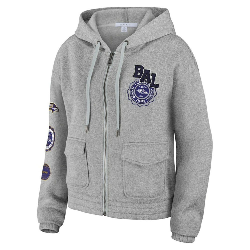Baltimore Ravens WEAR by Erin Andrews Women's Full-Zip Hoodie - Heather Gray cheap