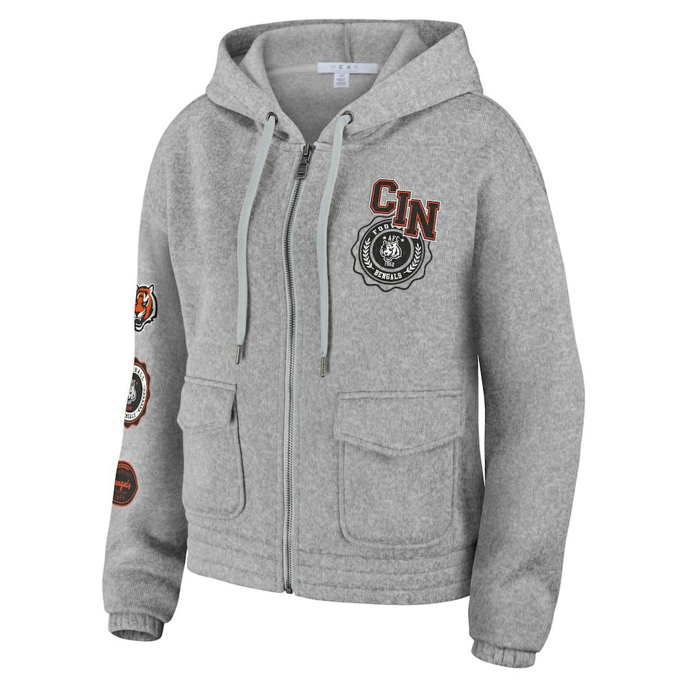 Cincinnati Bengals WEAR by Erin Andrews Women's Full-Zip Hoodie - Heather Gray sale
