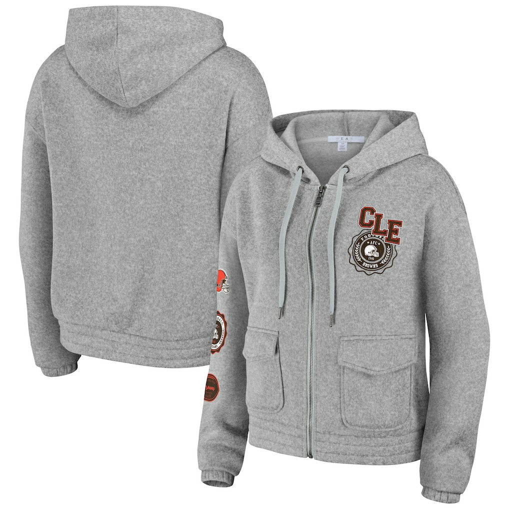 Cleveland Browns WEAR by Erin Andrews Women's Full-Zip Hoodie - Heather Gray sale