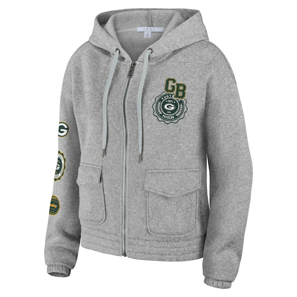 Green Bay Packers WEAR by Erin Andrews Women's Full-Zip Hoodie - Heather Gray outlet