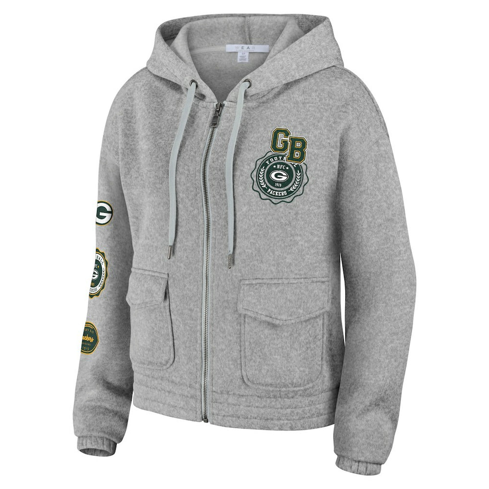 Green Bay Packers WEAR by Erin Andrews Women's Full-Zip Hoodie - Heather Gray outlet