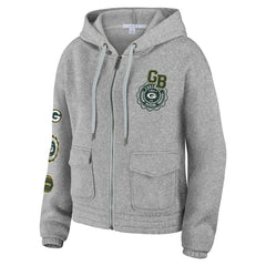 Green Bay Packers WEAR by Erin Andrews Women's Full-Zip Hoodie - Heather Gray outlet