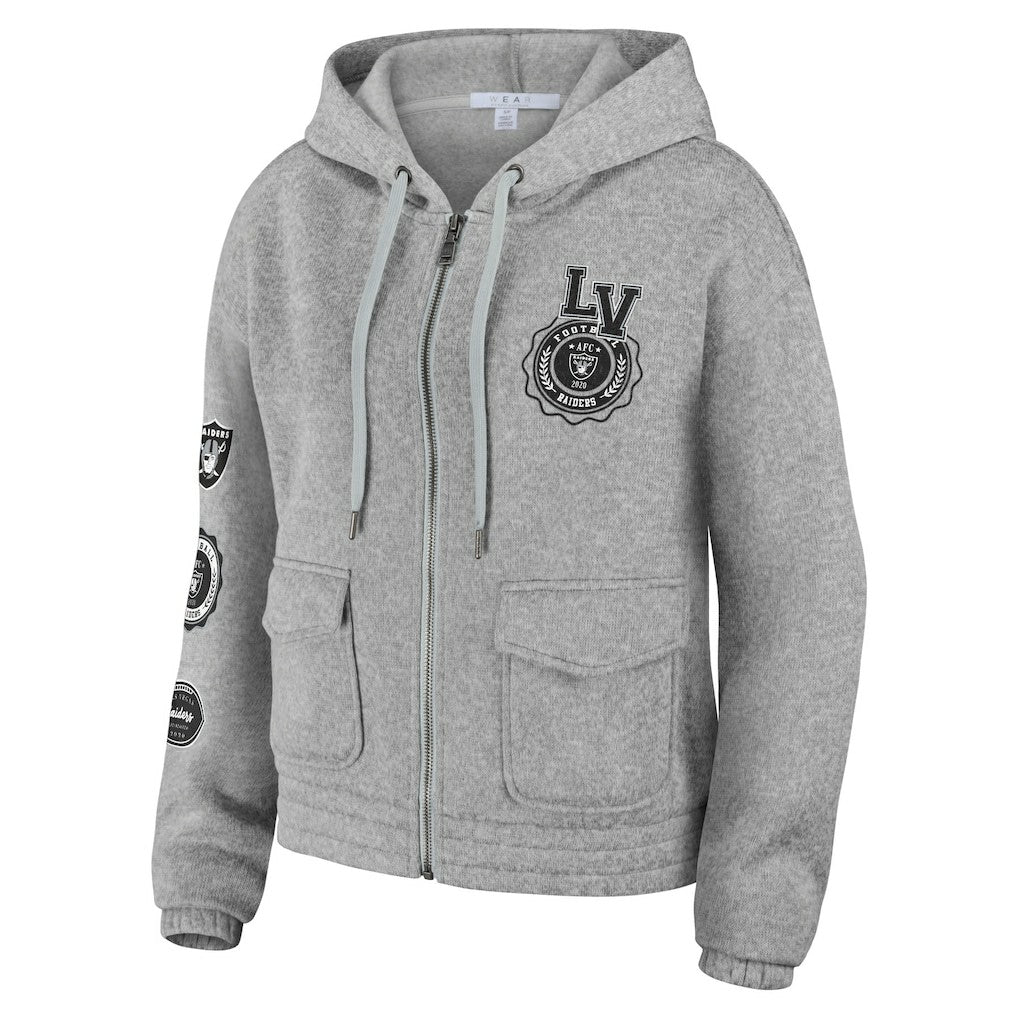 Las Vegas Raiders WEAR by Erin Andrews Women's Full-Zip Hoodie - Heather Gray outlet