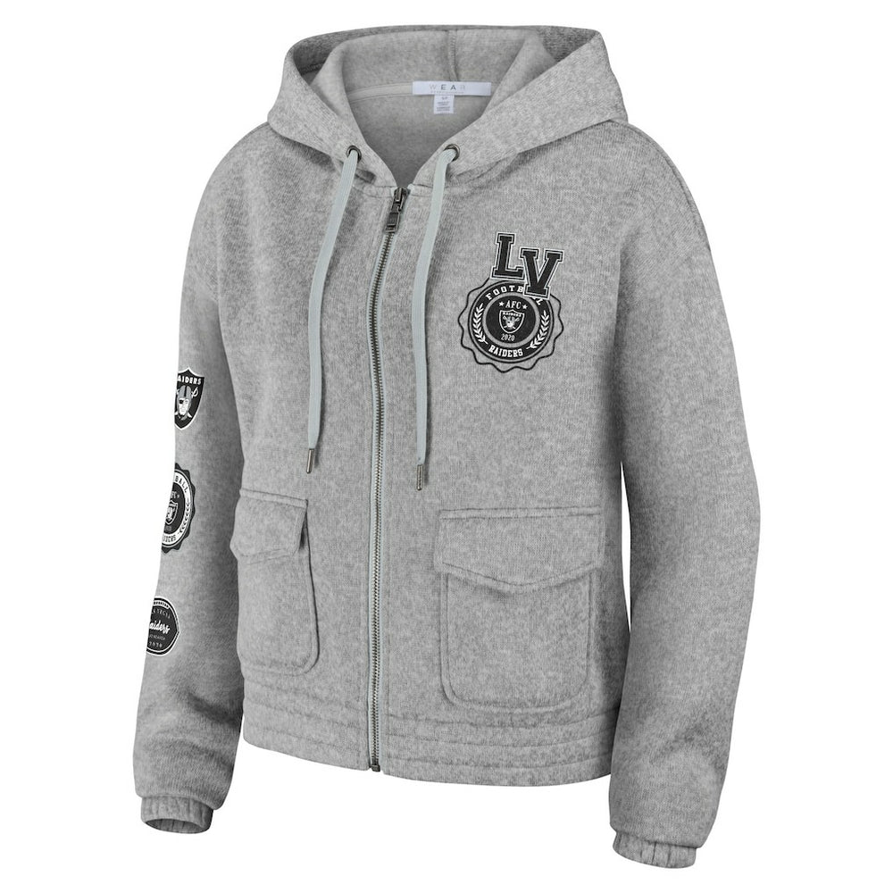 Las Vegas Raiders WEAR by Erin Andrews Women's Full-Zip Hoodie - Heather Gray outlet
