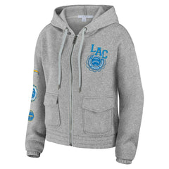 Los Angeles Chargers WEAR by Erin Andrews Women's Full-Zip Hoodie - Heather Gray discount