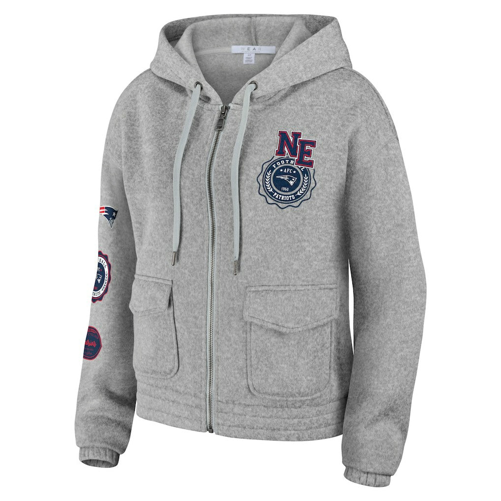 New England Patriots WEAR by Erin Andrews Women's Full-Zip Hoodie - Heather Gray for sale