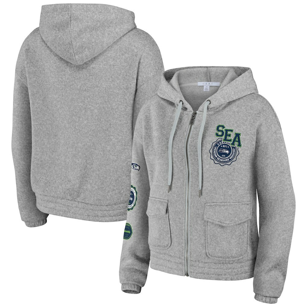 Seattle Seahawks WEAR by Erin Andrews Women's Full-Zip Hoodie - Heather Gray outlet