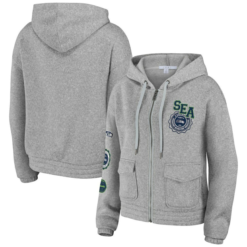 Seattle Seahawks WEAR by Erin Andrews Women's Full-Zip Hoodie - Heather Gray outlet