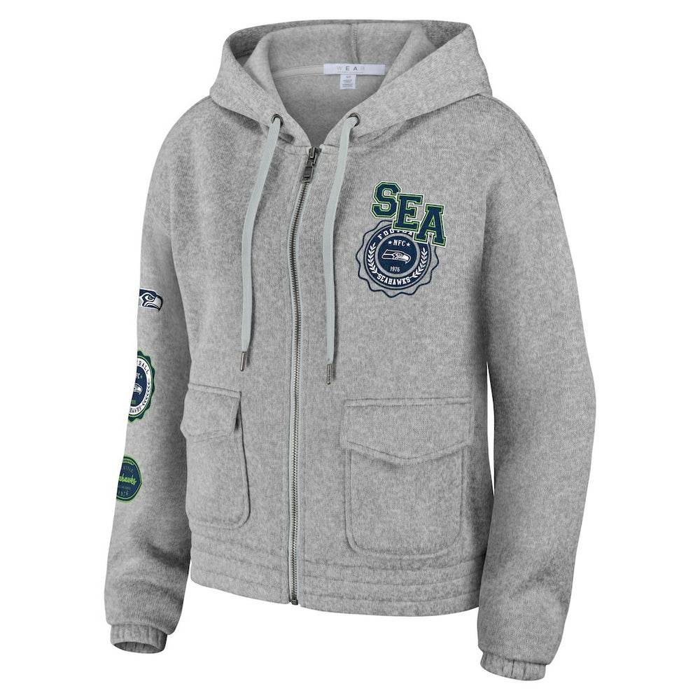 Seattle Seahawks WEAR by Erin Andrews Women's Full-Zip Hoodie - Heather Gray outlet