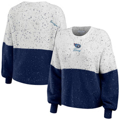 Tennessee Titans WEAR by Erin Andrews Women's Lighweight Modest Crop Color-Block Pullover Sweater - White/Navy online