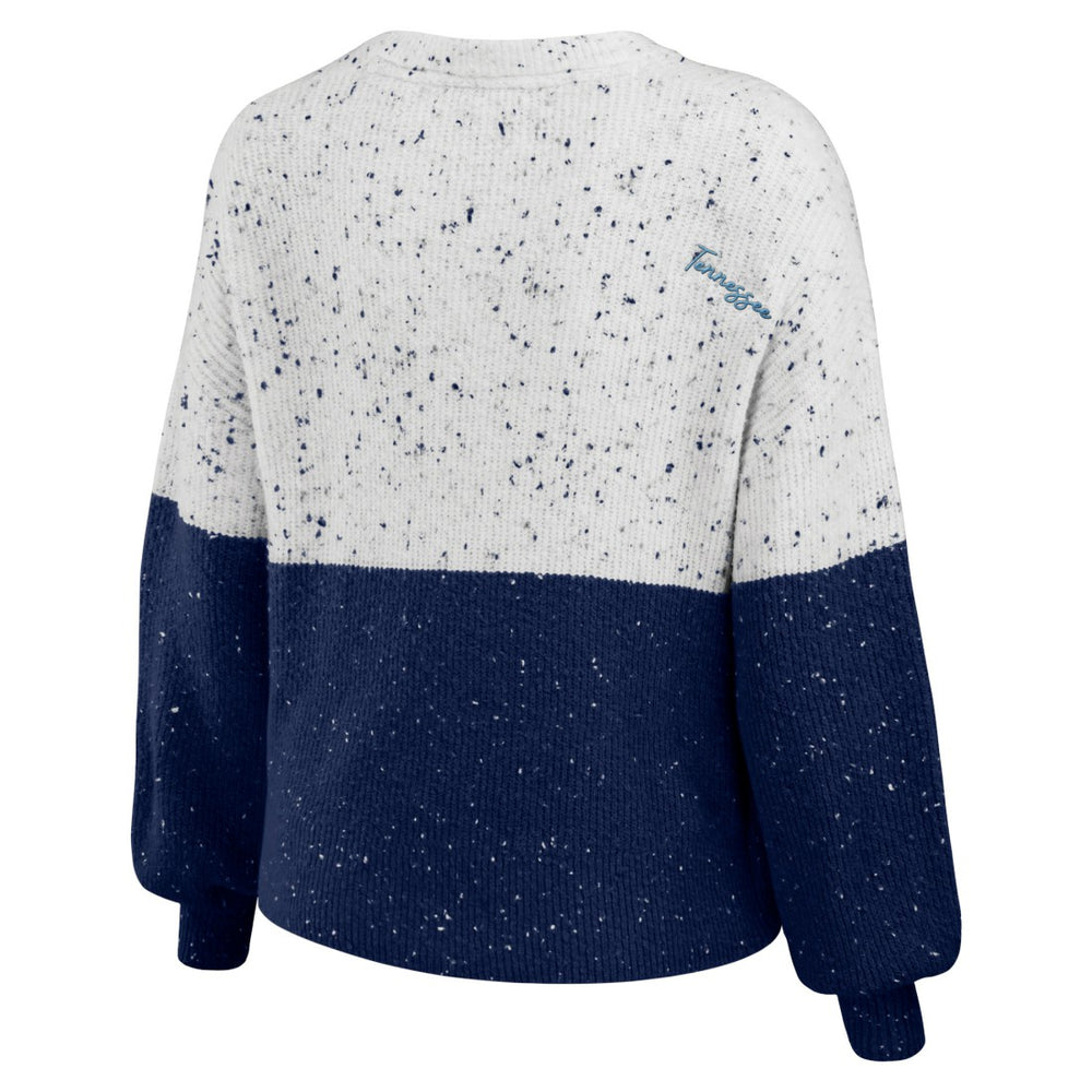 Tennessee Titans WEAR by Erin Andrews Women's Lighweight Modest Crop Color-Block Pullover Sweater - White/Navy online