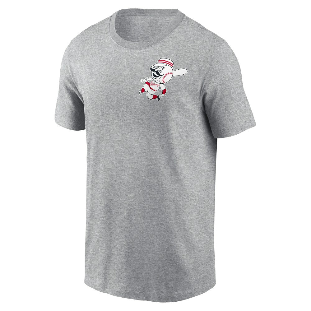 Cincinnati Reds Cooperstown Collection Large Logo 2-Hit T-Shirt Heather Gray