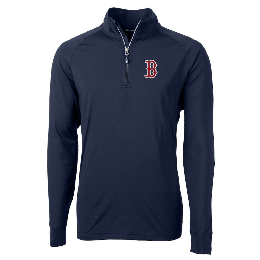 Boston Red Sox Cutter & Buck Adapt Eco Knit Stretch Recycled Quarter-Zip Pullover Top Navy