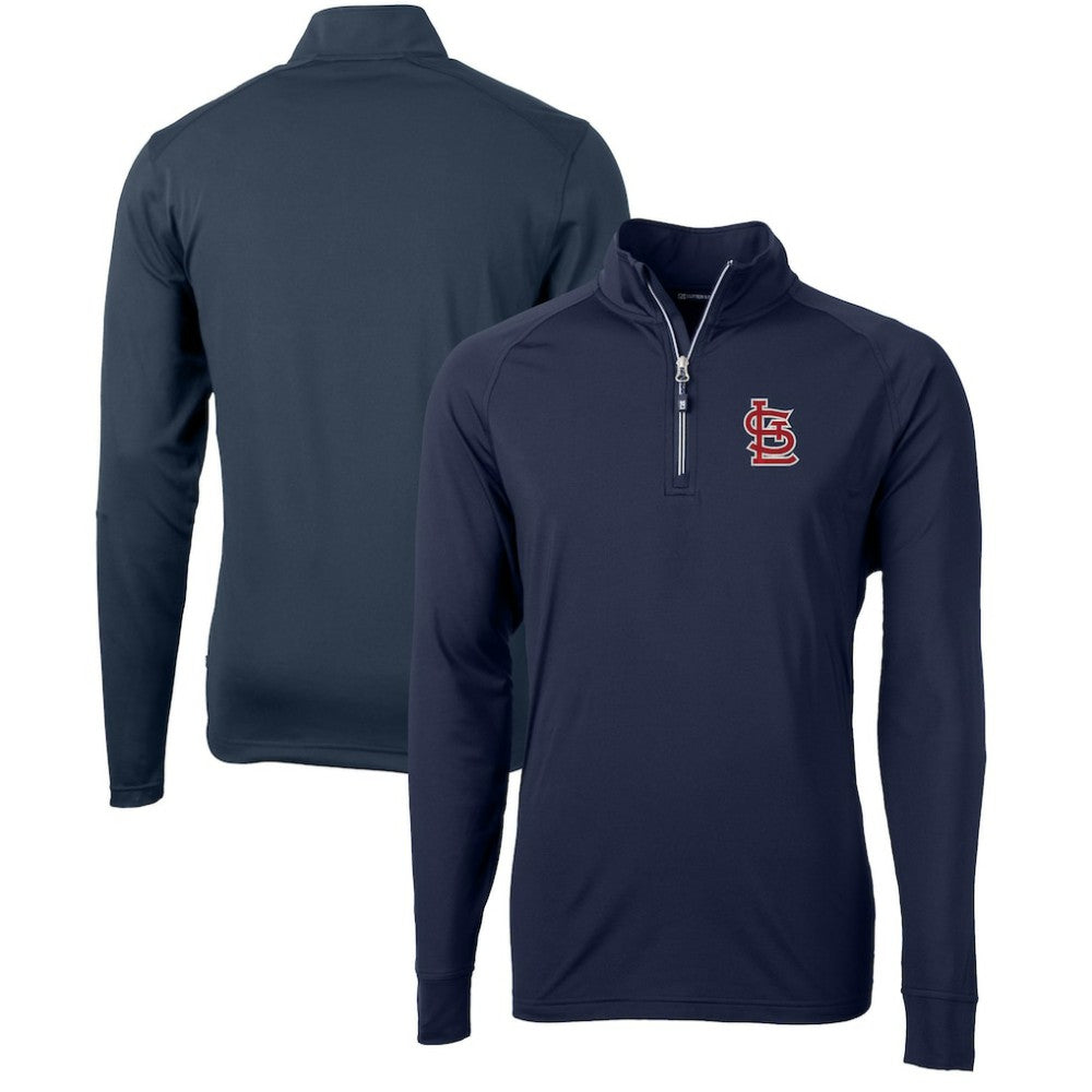 St. Louis Cardinals Cutter & Buck Adapt Eco Knit Stretch Recycled Quarter-Zip Pullover Top Navy