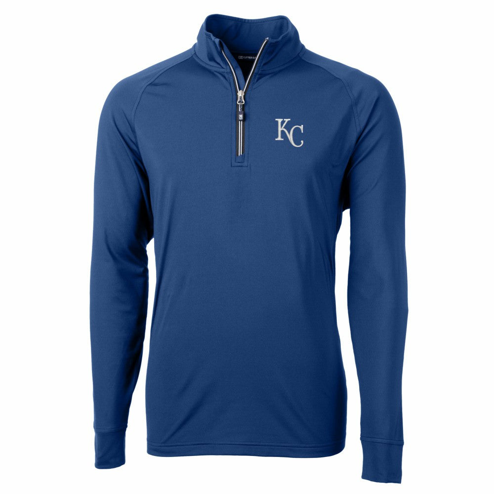 Kansas City Royals Cutter & Buck Adapt Eco Knit Stretch Recycled Quarter-Zip Pullover Top Royal