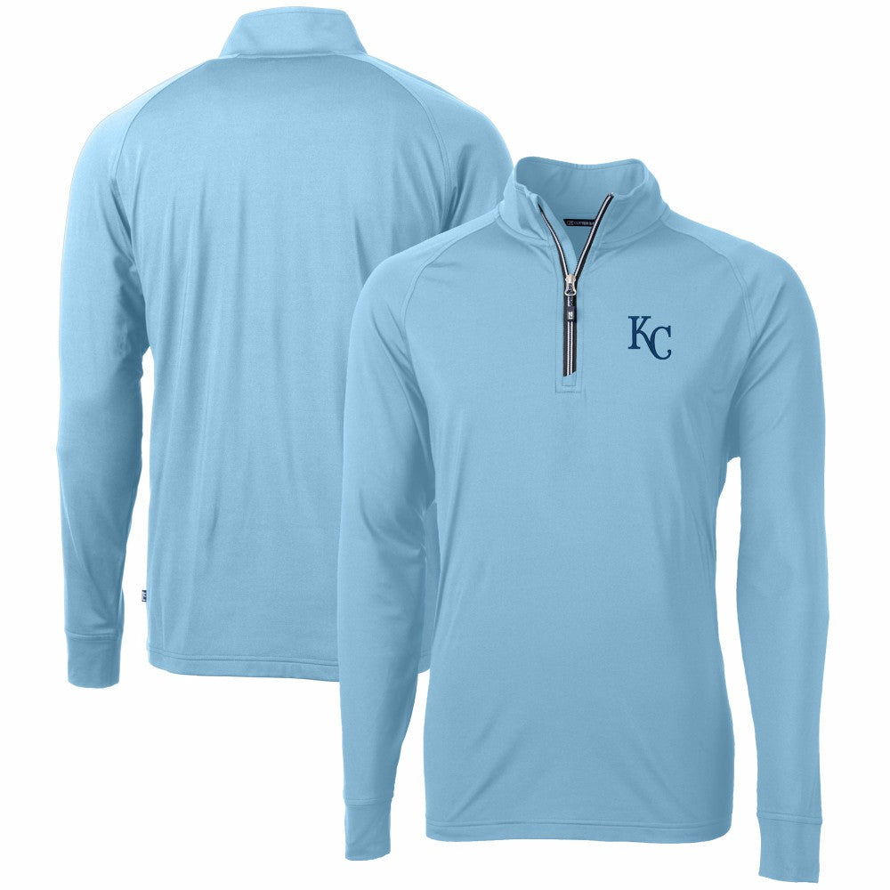 Kansas City Royals Cutter & Buck Adapt Eco Knit Stretch Recycled Quarter-Zip Pullover Top Light Blue