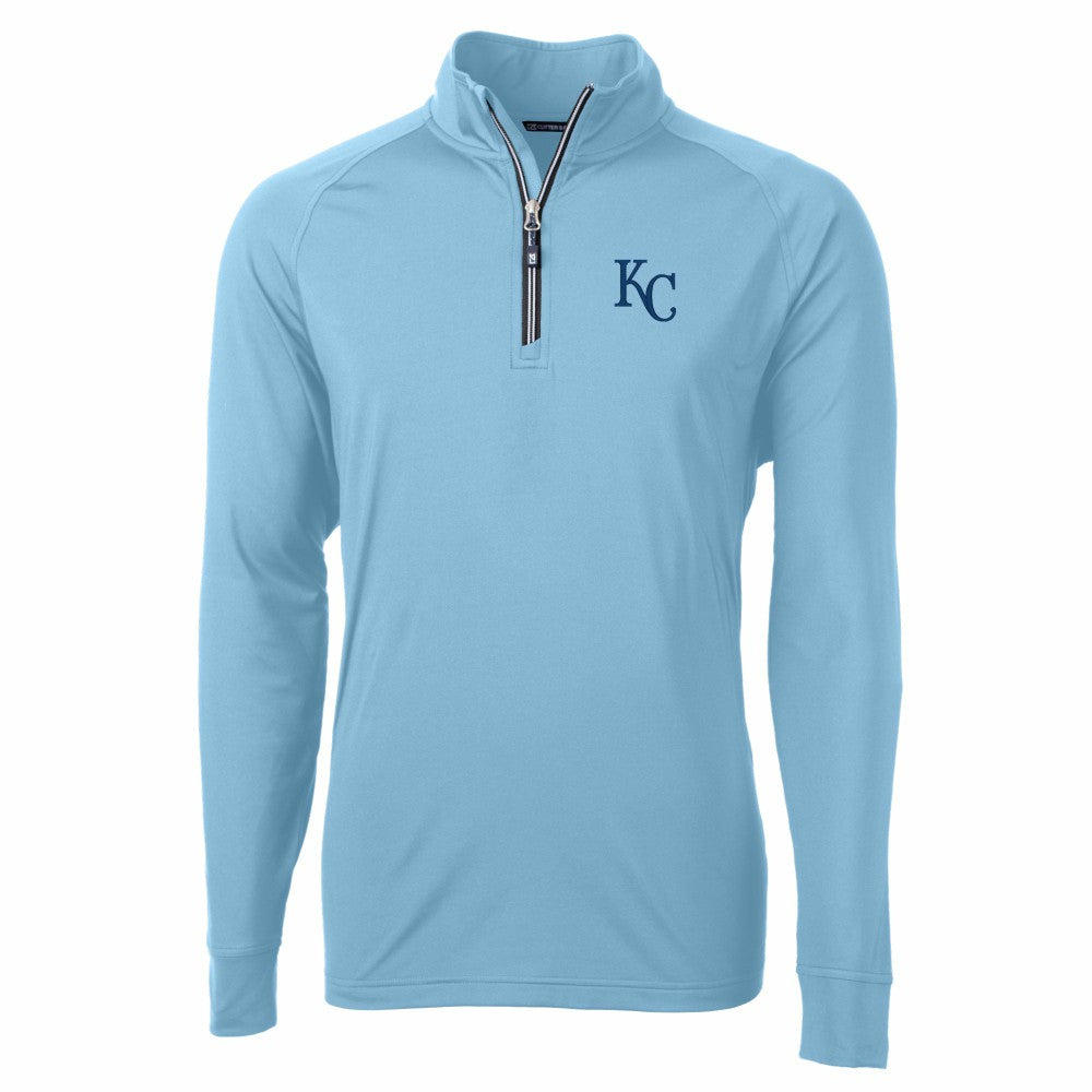 Kansas City Royals Cutter & Buck Adapt Eco Knit Stretch Recycled Quarter-Zip Pullover Top Light Blue