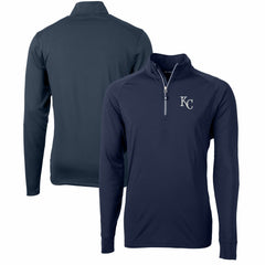 Kansas City Royals Cutter & Buck Adapt Eco Knit Stretch Recycled Quarter-Zip Pullover Top Navy