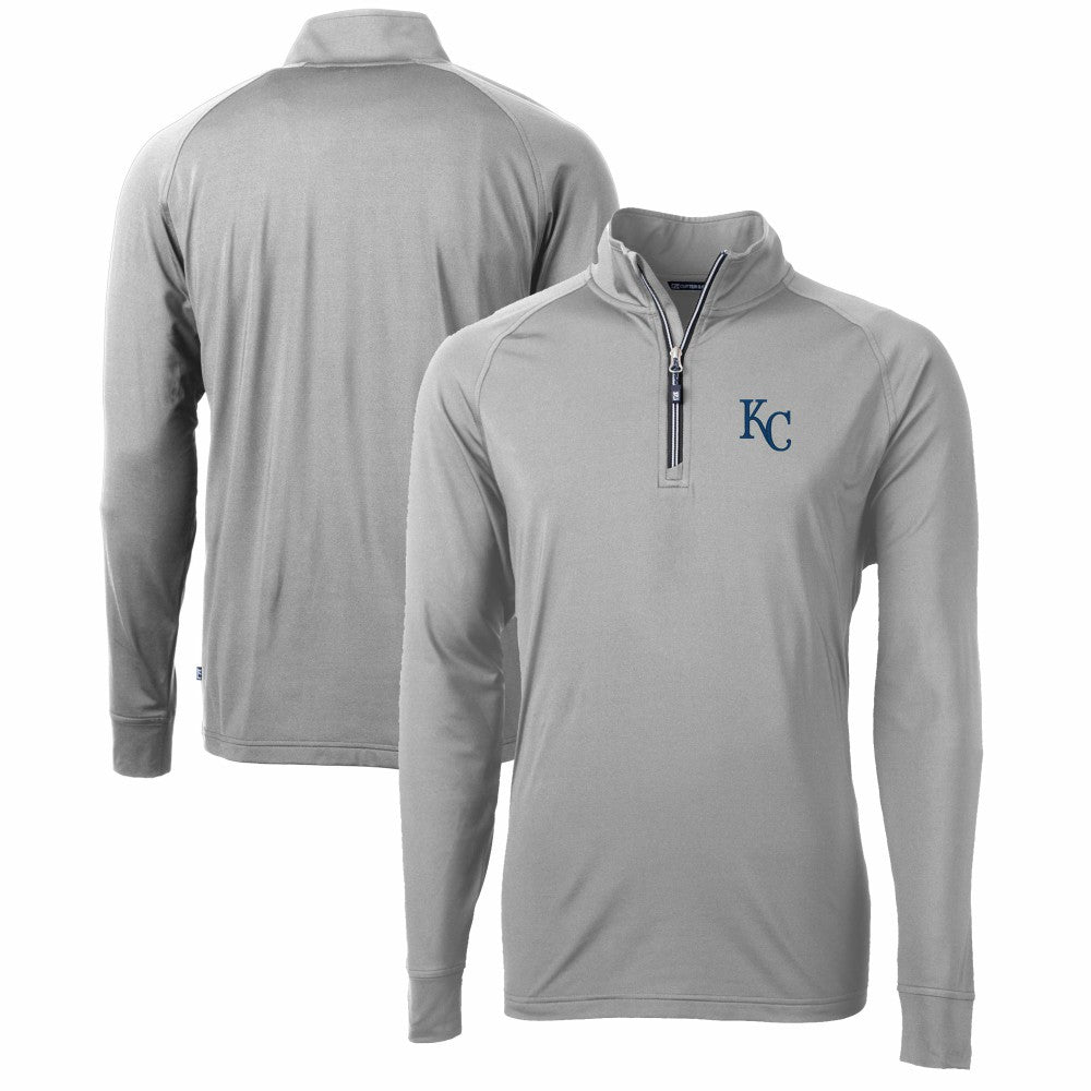 Kansas City Royals Cutter & Buck Adapt Eco Knit Stretch Recycled Quarter-Zip Pullover Top Gray