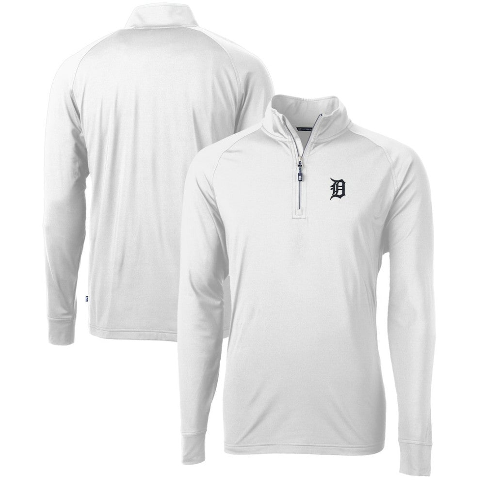 Detroit Tigers Cutter & Buck Adapt Eco Knit Stretch Recycled Quarter-Zip Pullover Top White