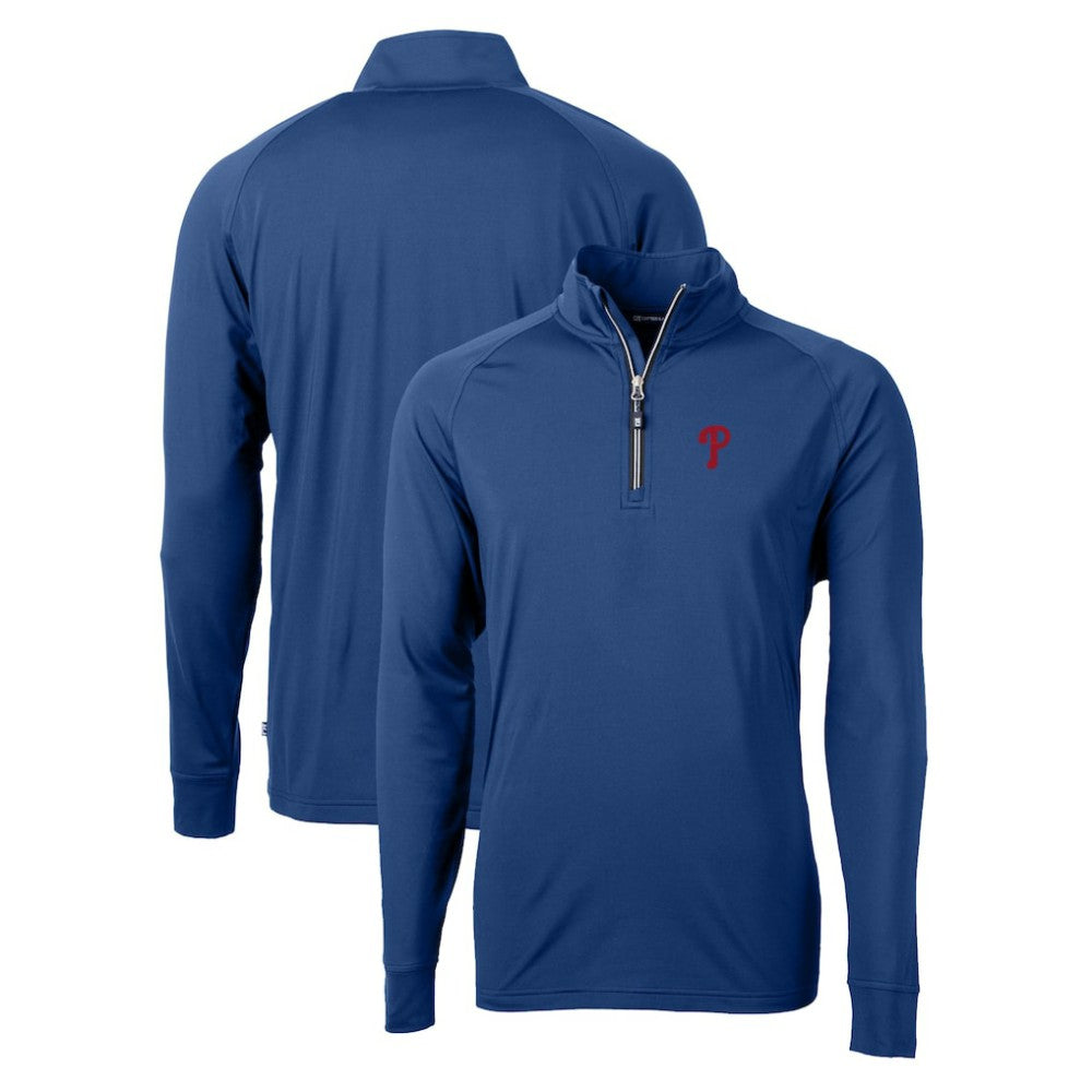 Philadelphia Phillies Cutter & Buck Adapt Eco Knit Stretch Recycled Quarter-Zip Pullover Top Royal