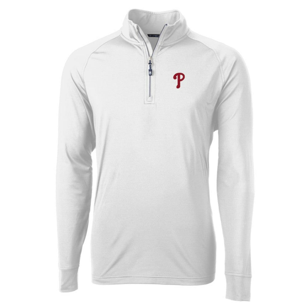 Philadelphia Phillies Cutter & Buck Adapt Eco Knit Stretch Recycled Quarter-Zip Pullover Top White