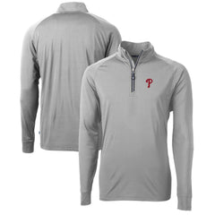Philadelphia Phillies Cutter & Buck Adapt Eco Knit Stretch Recycled Quarter-Zip Pullover Top Gray