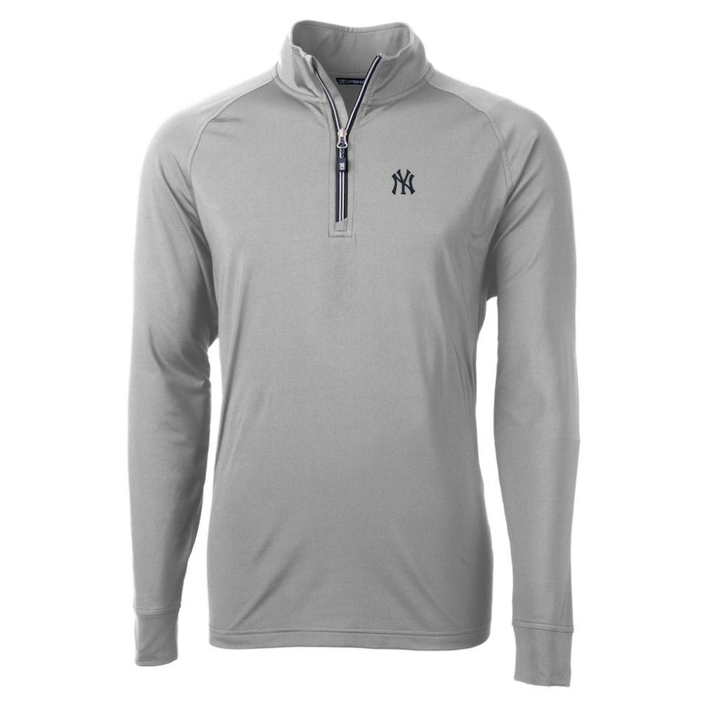 New York Yankees Cutter & Buck Adapt Eco Knit Stretch Recycled Quarter-Zip Pullover Top Gray