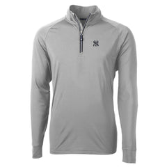 New York Yankees Cutter & Buck Adapt Eco Knit Stretch Recycled Quarter-Zip Pullover Top Gray