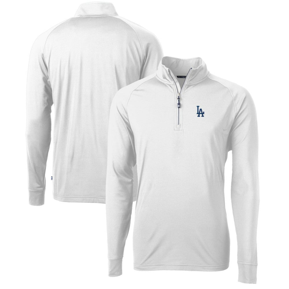 Los Angeles Dodgers Cutter & Buck Adapt Eco Knit Stretch Recycled Quarter-Zip Pullover Top White