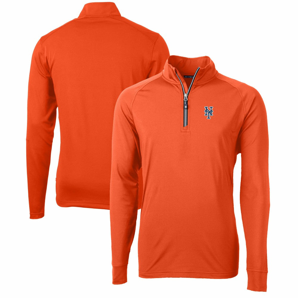 New York Mets Cutter & Buck Adapt Eco Knit Stretch Recycled Quarter-Zip Pullover Top Orange