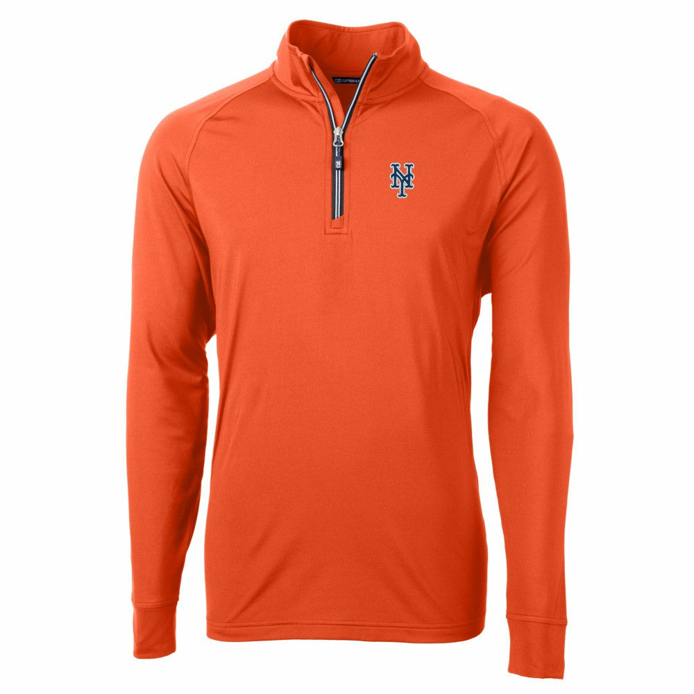 New York Mets Cutter & Buck Adapt Eco Knit Stretch Recycled Quarter-Zip Pullover Top Orange