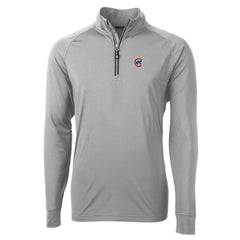 Chicago Cubs Cutter & Buck Adapt Eco Knit Stretch Recycled Quarter-Zip Pullover Top Gray