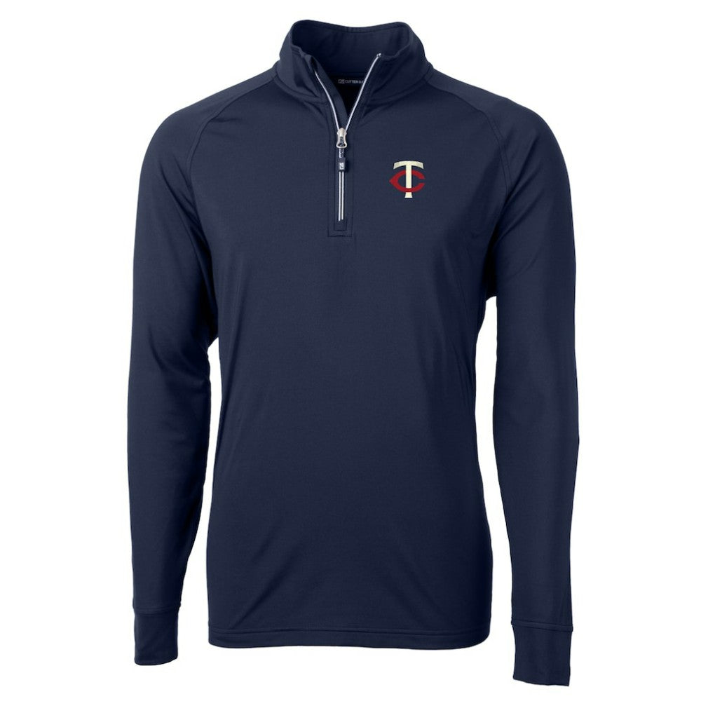 Minnesota Twins Cutter & Buck Adapt Eco Knit Stretch Recycled Quarter-Zip Pullover Top Navy