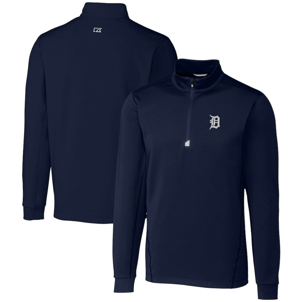 Detroit Tigers Cutter & Buck Traverse Stretch Quarter-Zip Pullover Top Navy