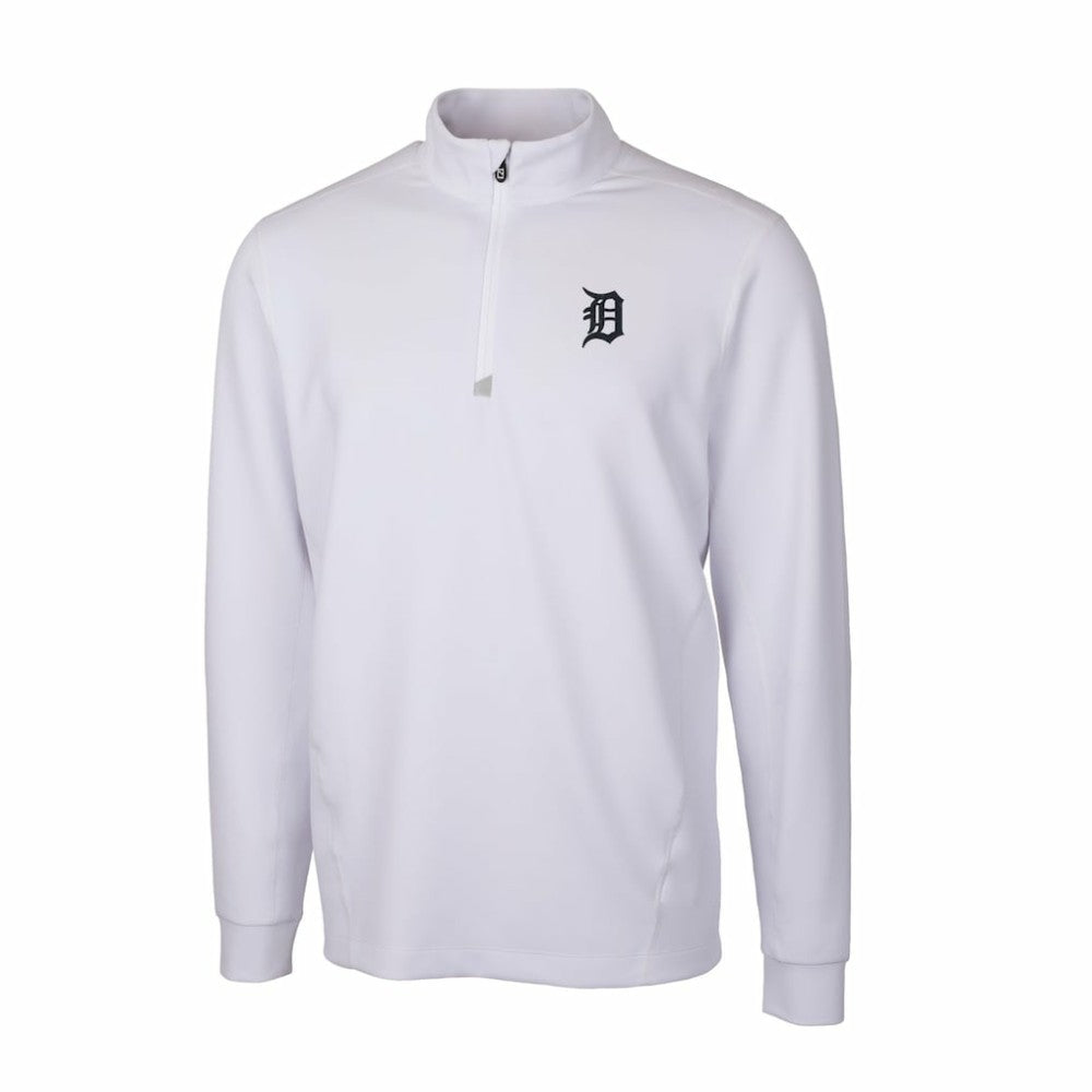 Detroit Tigers Cutter & Buck Traverse Stretch Quarter-Zip Pullover Top White