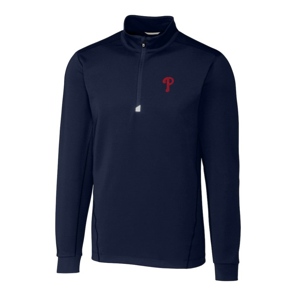 Philadelphia Phillies Cutter & Buck Traverse Stretch Quarter-Zip Pullover Top Navy