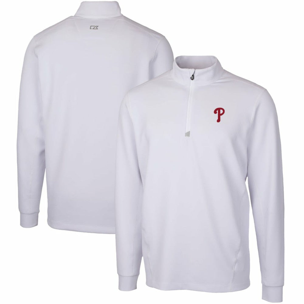 Philadelphia Phillies Cutter & Buck Traverse Stretch Quarter-Zip Pullover Top White