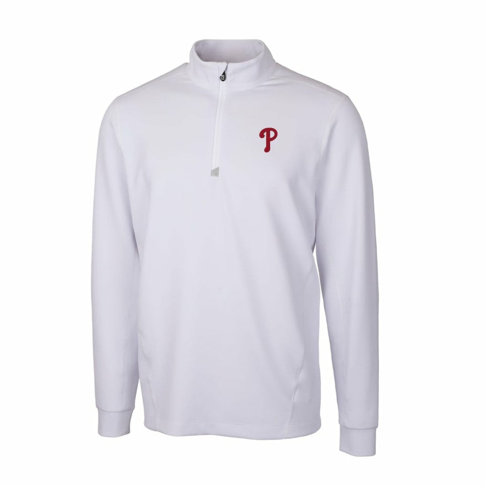Philadelphia Phillies Cutter & Buck Traverse Stretch Quarter-Zip Pullover Top White