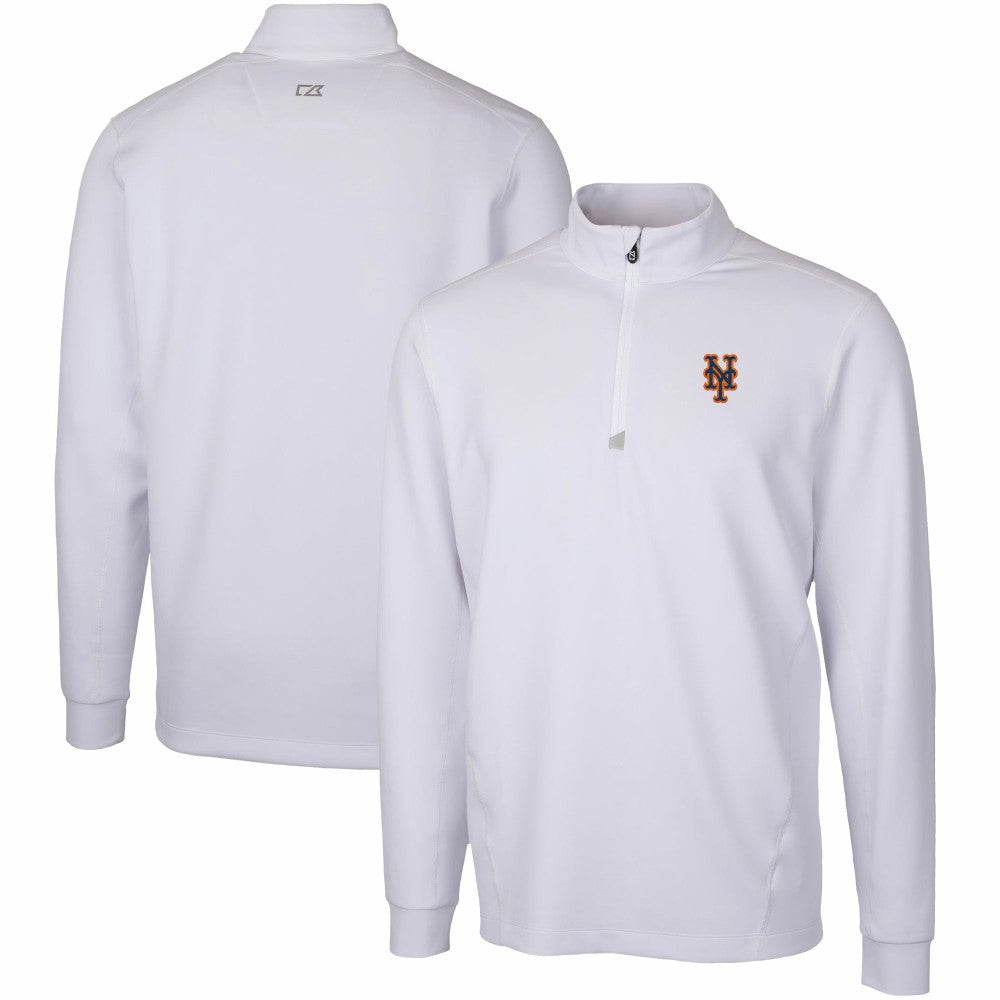 New York Mets Cutter & Buck Traverse Stretch Quarter-Zip Pullover Top White
