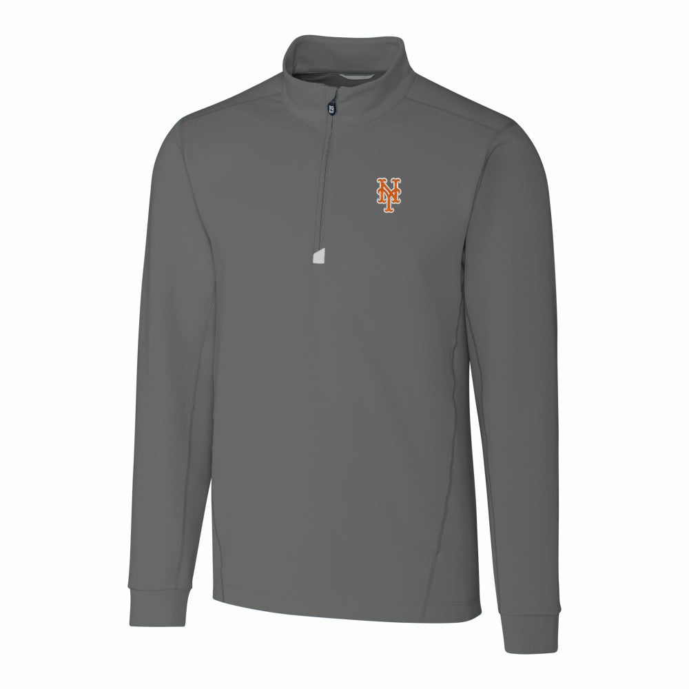 New York Mets Cutter & Buck Traverse Stretch Quarter-Zip Pullover Top Gray