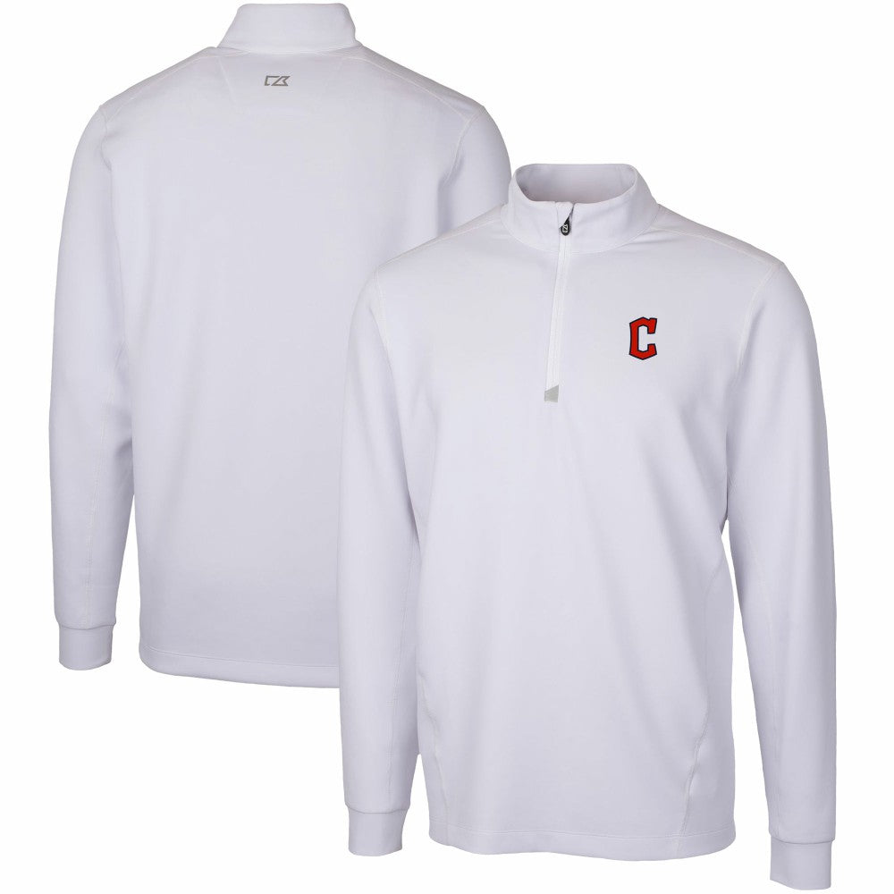 Cleveland Guardians Cutter & Buck Traverse Stretch Quarter-Zip Pullover Top White